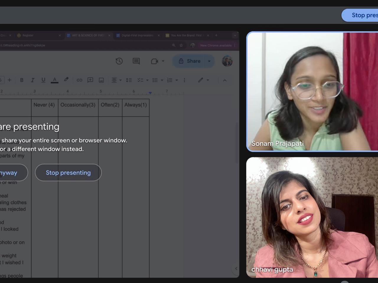 One-on-one coaching session